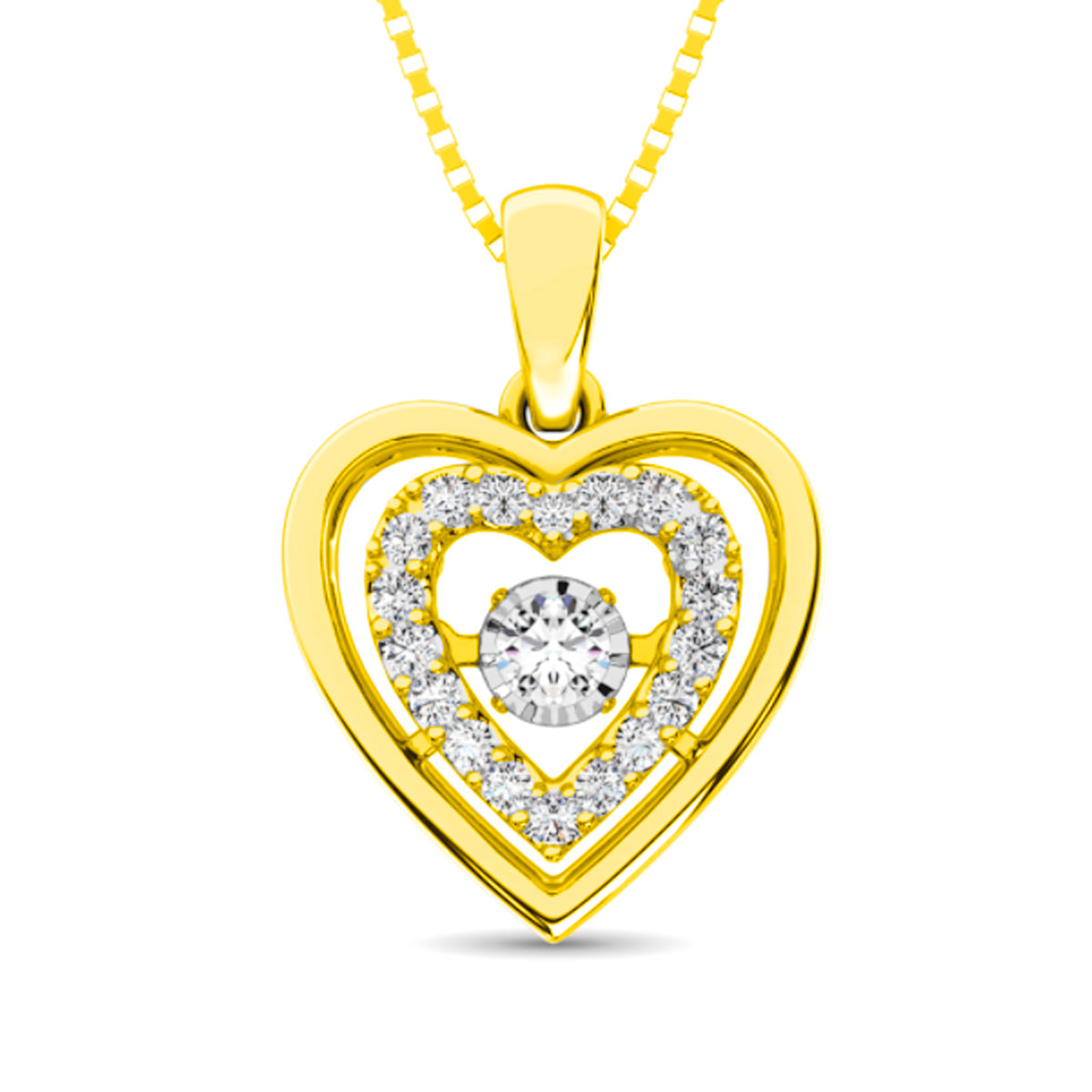 Sterling Gold Floating Heart Shape Necklace